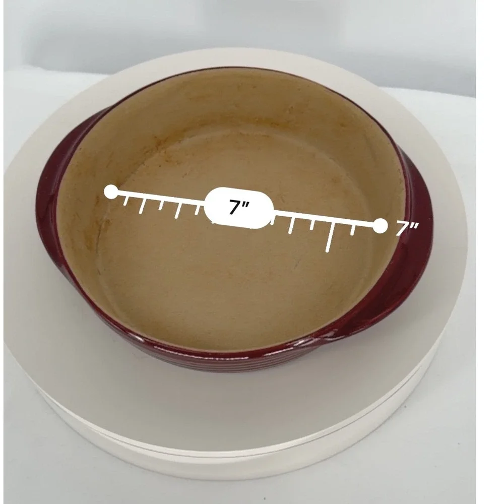 Pampered Chef Family Heritage Stoneware Burgundy‎ Baking Dish 7